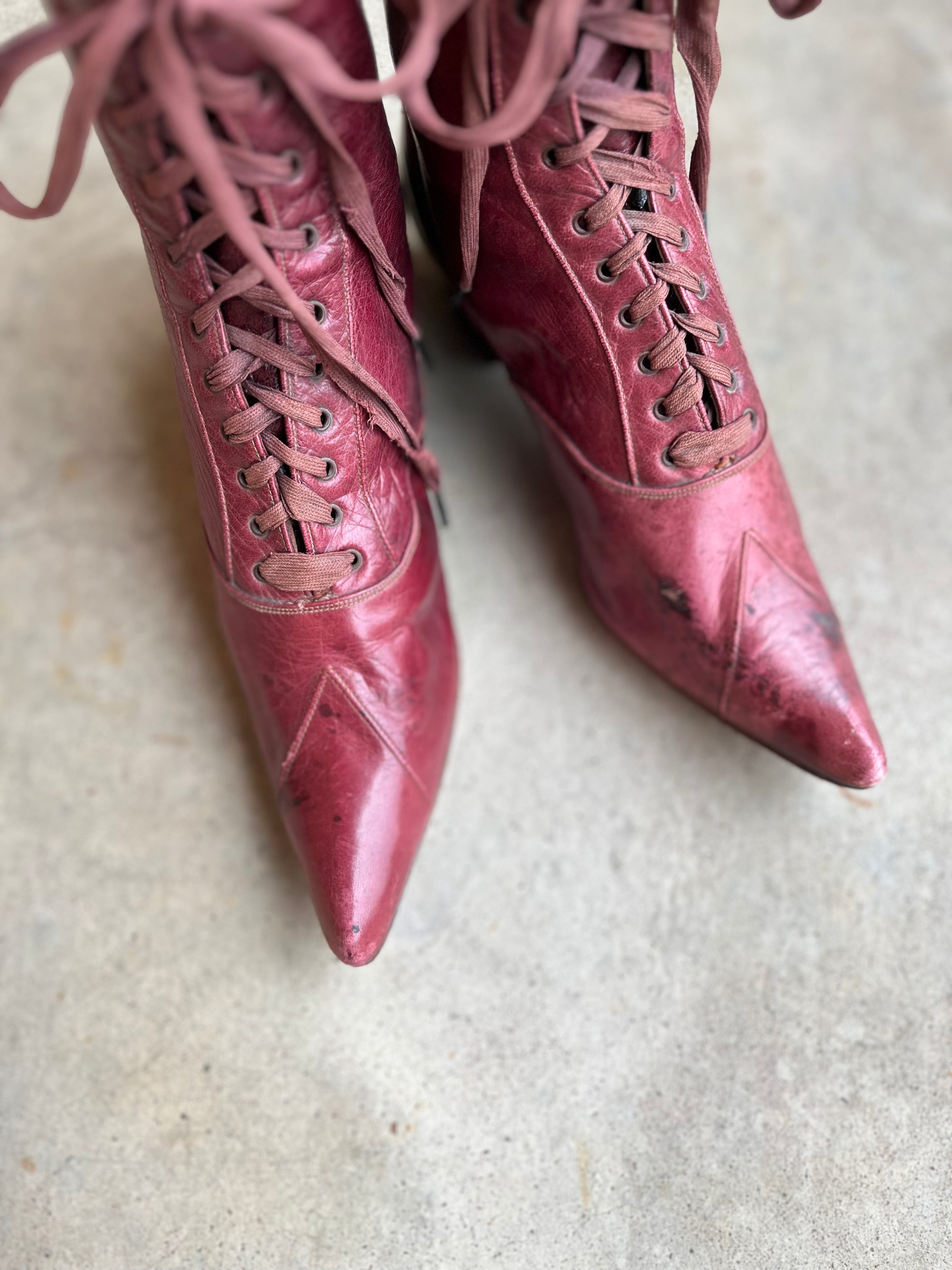 c. 1890s Raspberry Red Boots