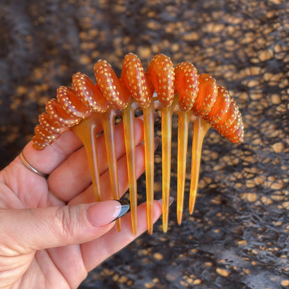 19th c. Twisted Horn Star Pique Hair Comb