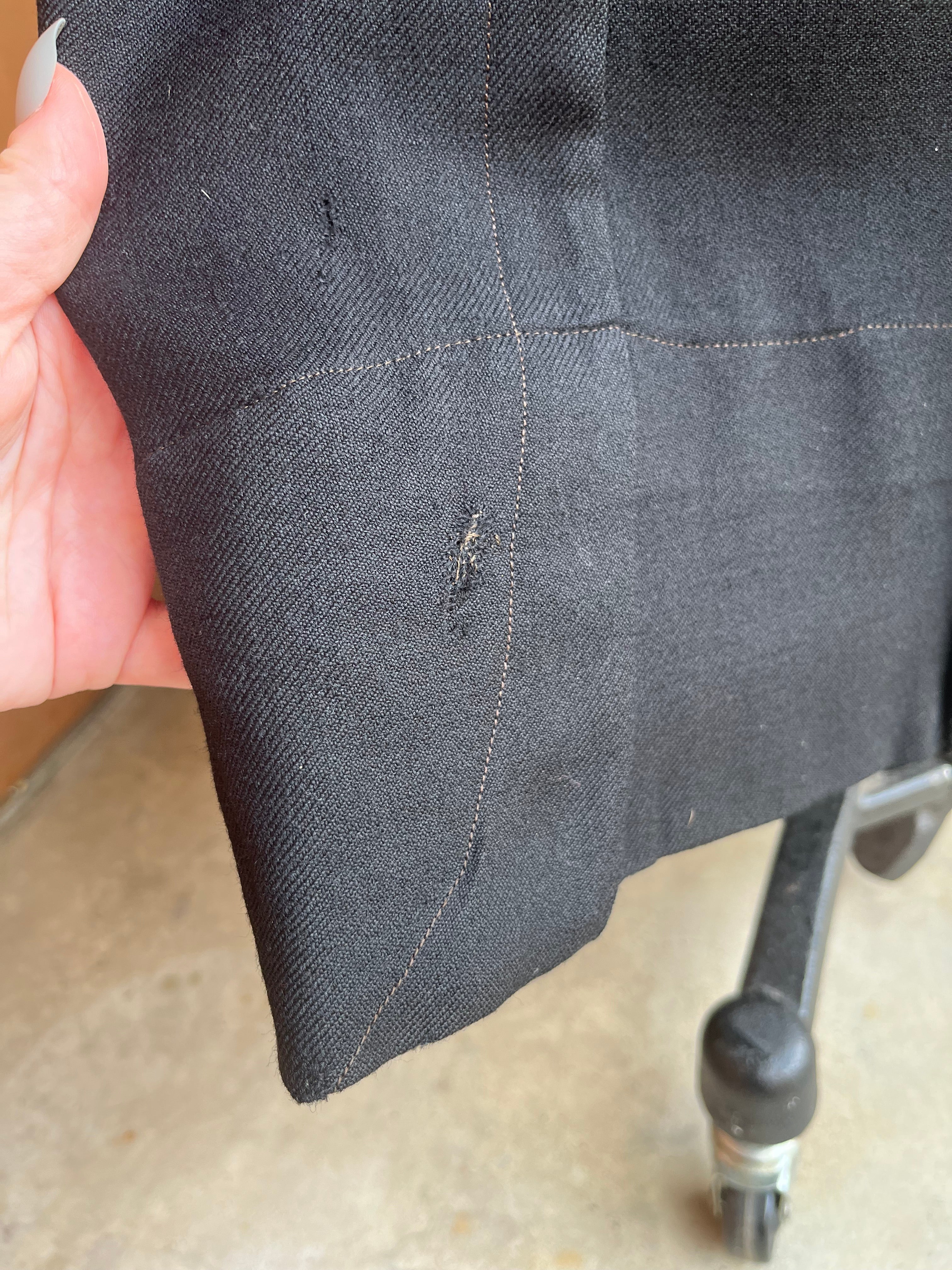 c. 1910s Black Wool Gabardine Dress | Study + Display + Repair