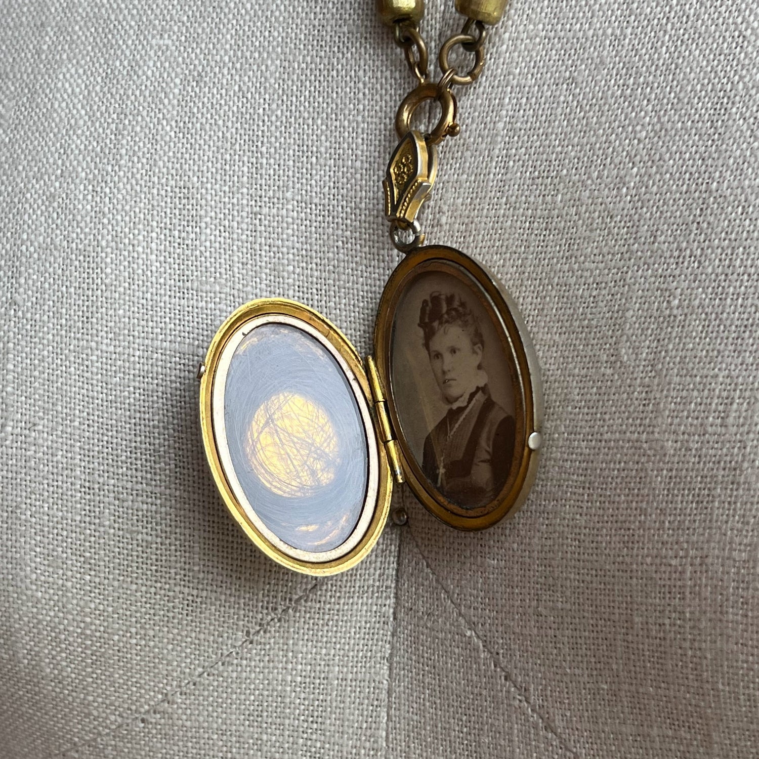 c. 1880s Hardstone Cameo Locket w/ Photo + Hair