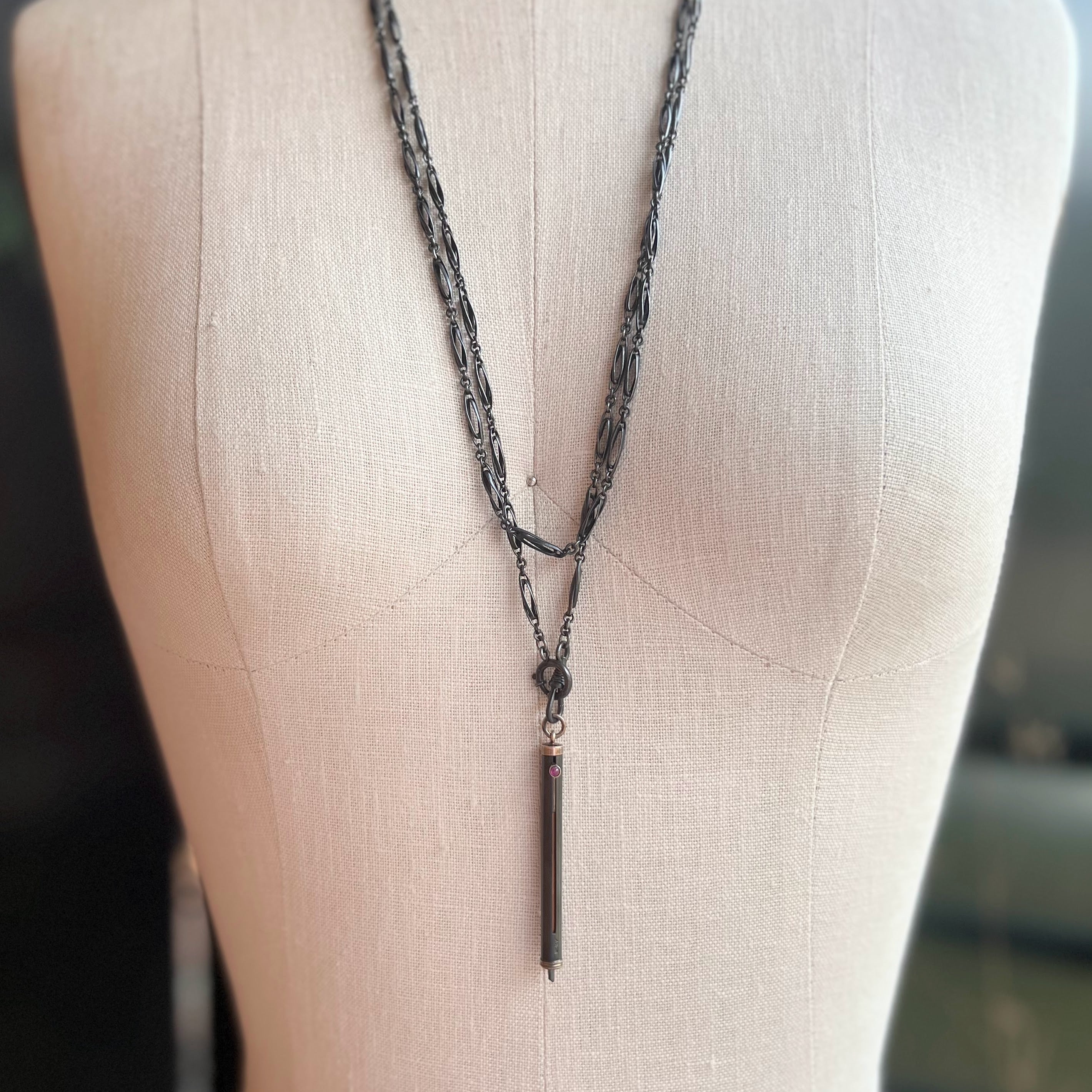 c. Late 19th Century Gunmetal Chain + Pencil
