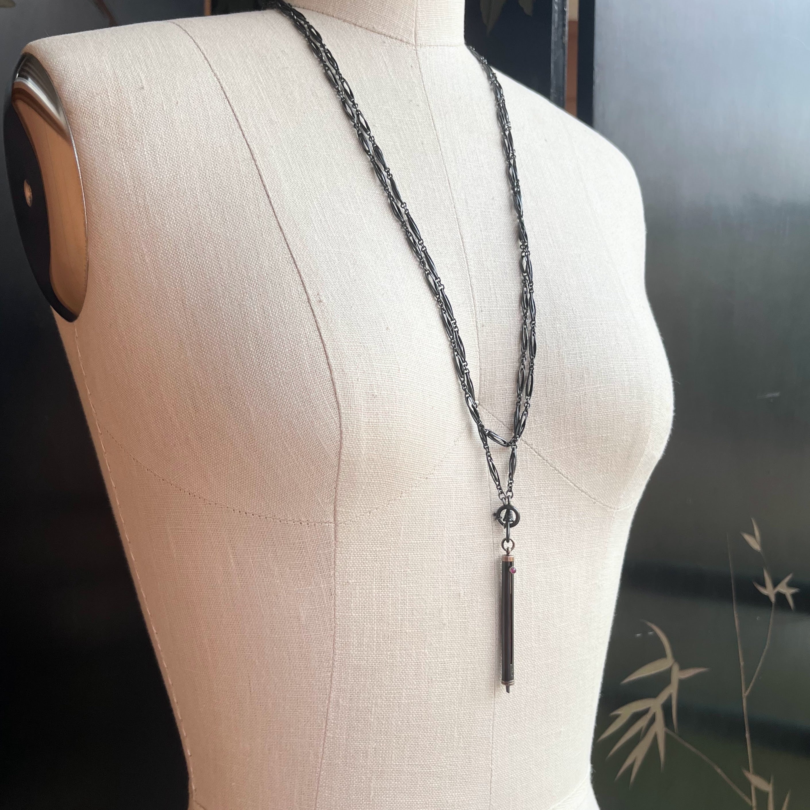 c. Late 19th Century Gunmetal Chain + Pencil