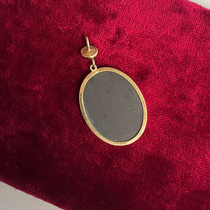 c. 1870s Pietra Dura 14k Gold Pendant