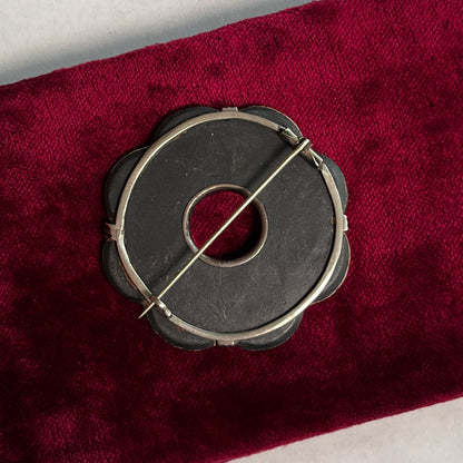 19th c. Sterling Silver Scottish Agate Brooch