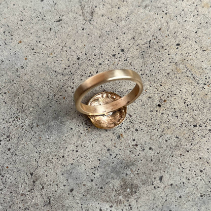 Early 20th c. Art Nouveau Crescent Moon Lady 10k Gold Ring