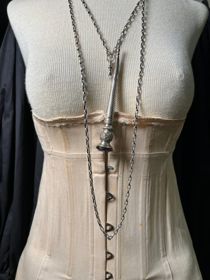 19th c. Silver Muff / Long Guard Chain
