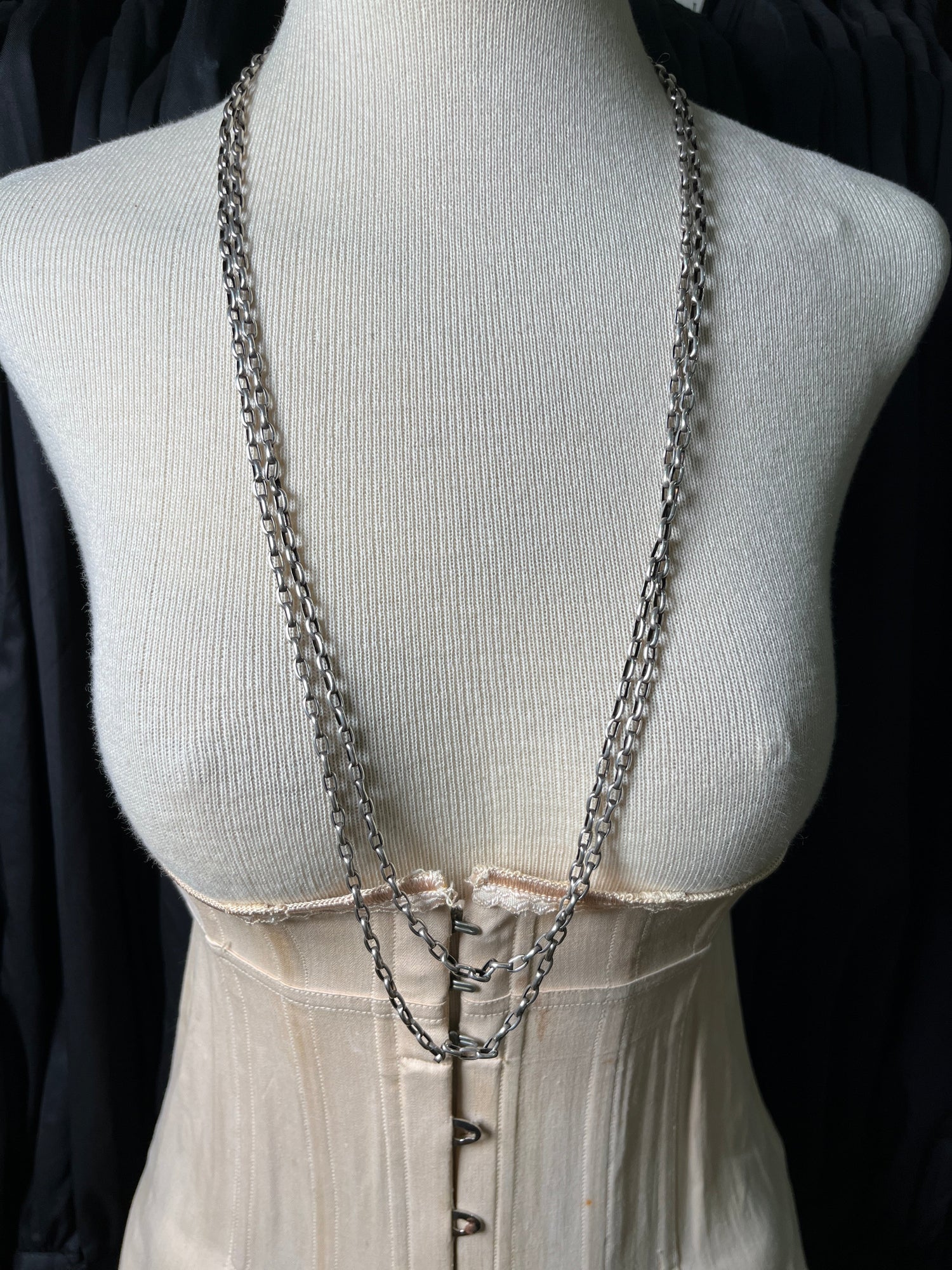 19th c. Silver Muff / Long Guard Chain