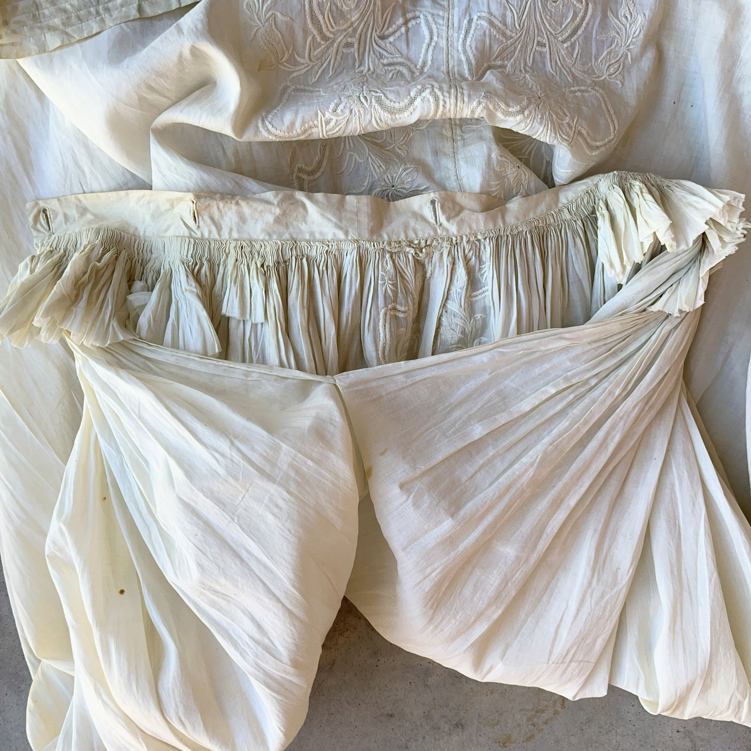 c. 1850s-1860s White Cotton Dress