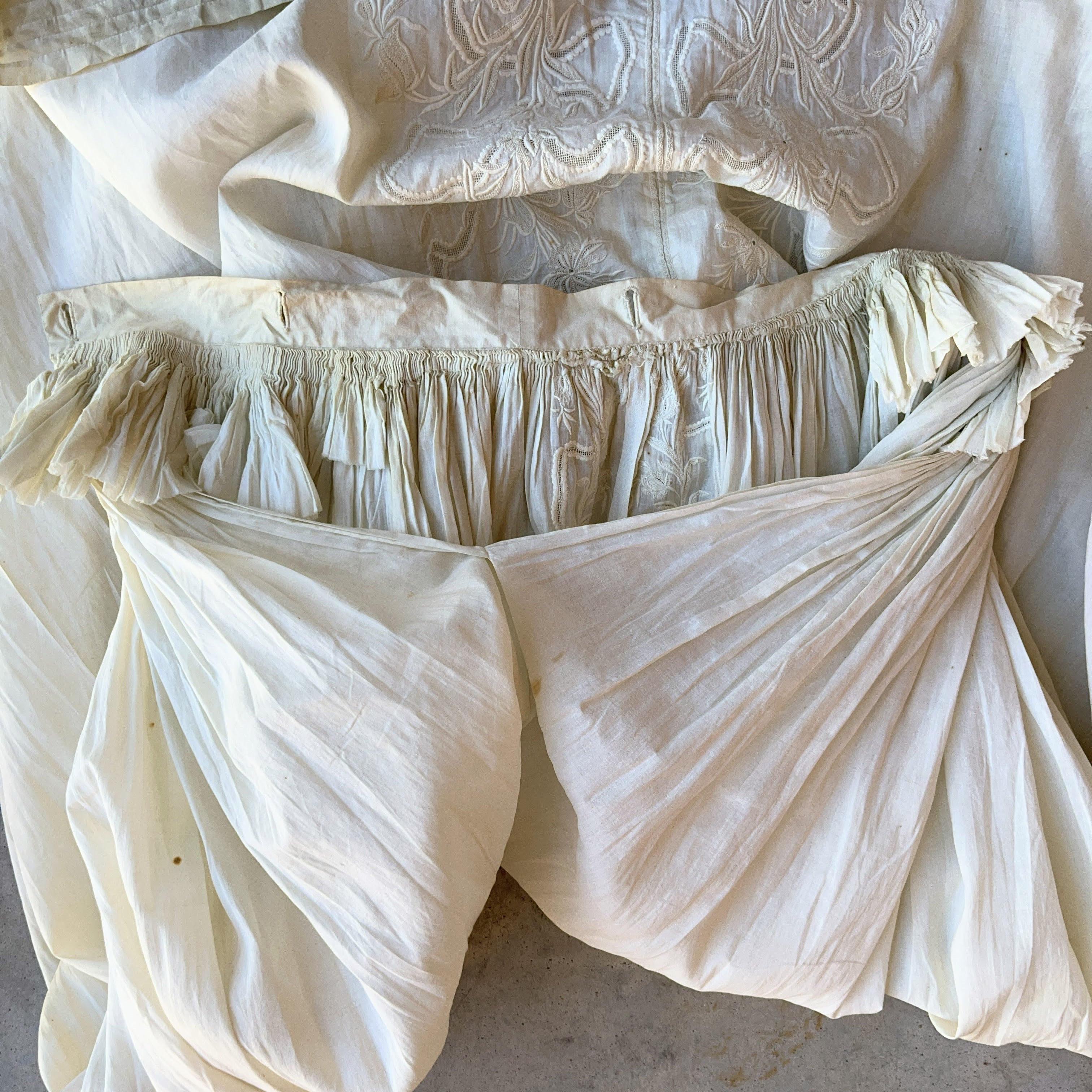 c. 1850s-1860s White Cotton Dress
