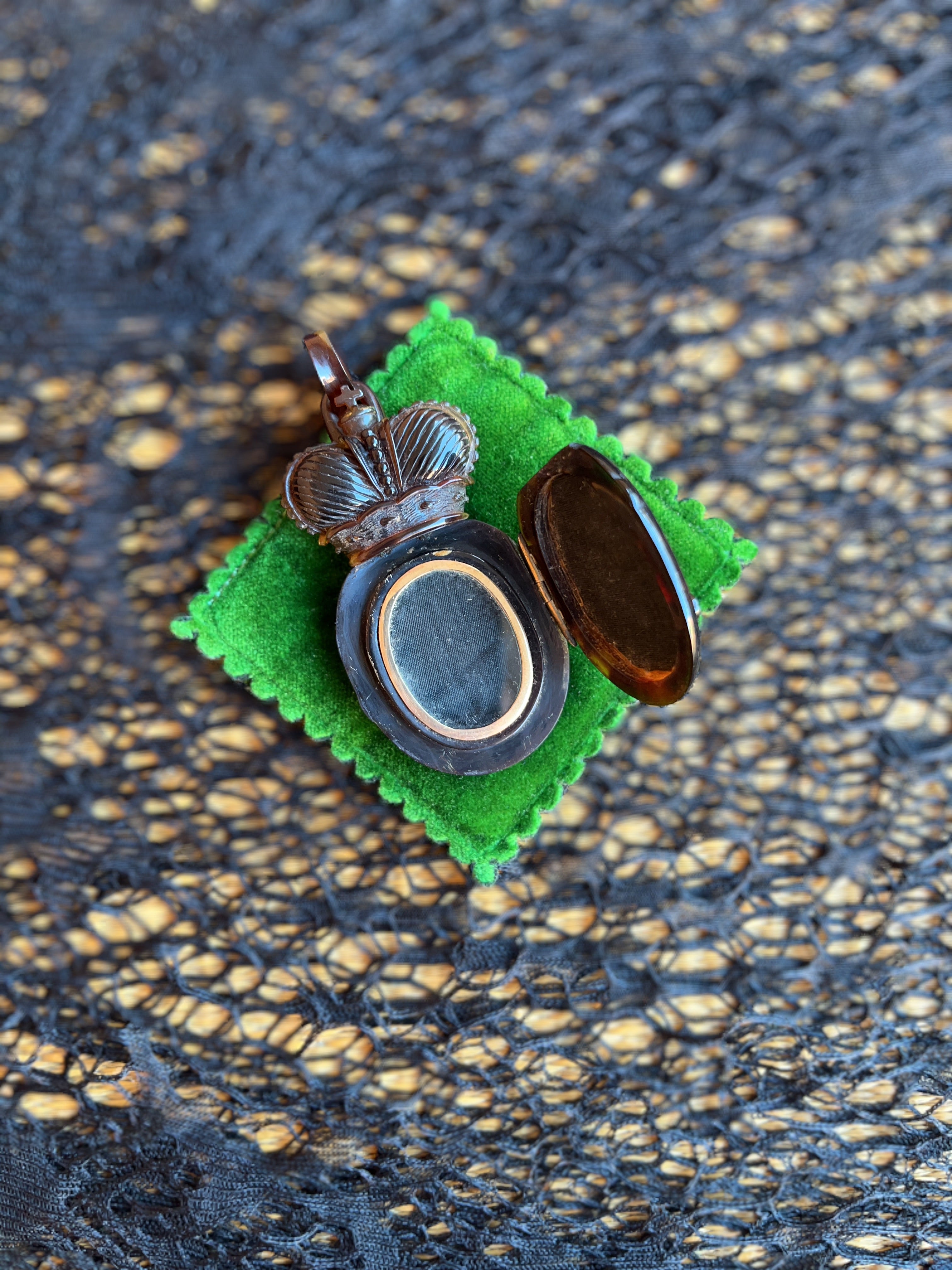 19th c. Tortoise Shell "P" Locket