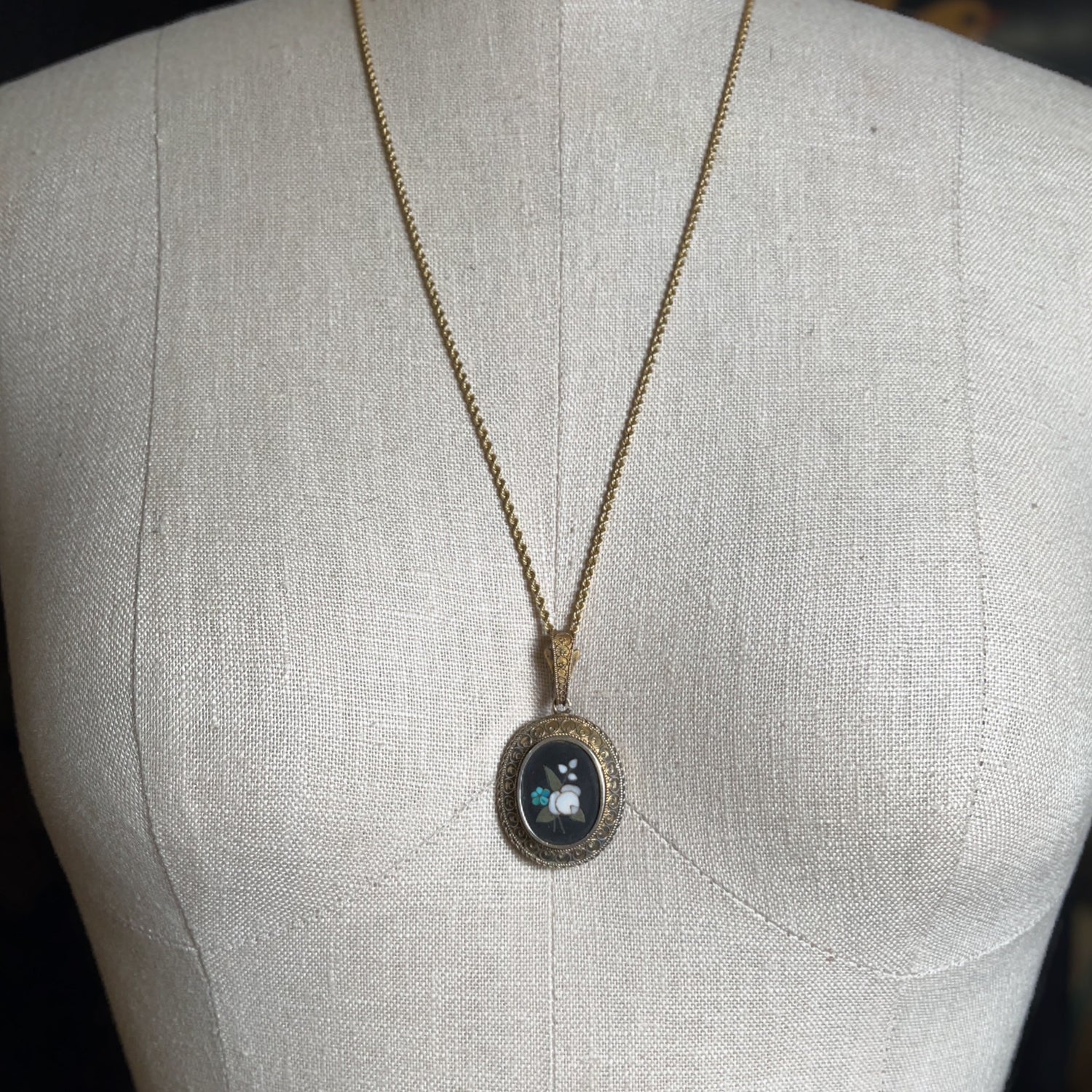 c. 1880s Pietra Dura Locket
