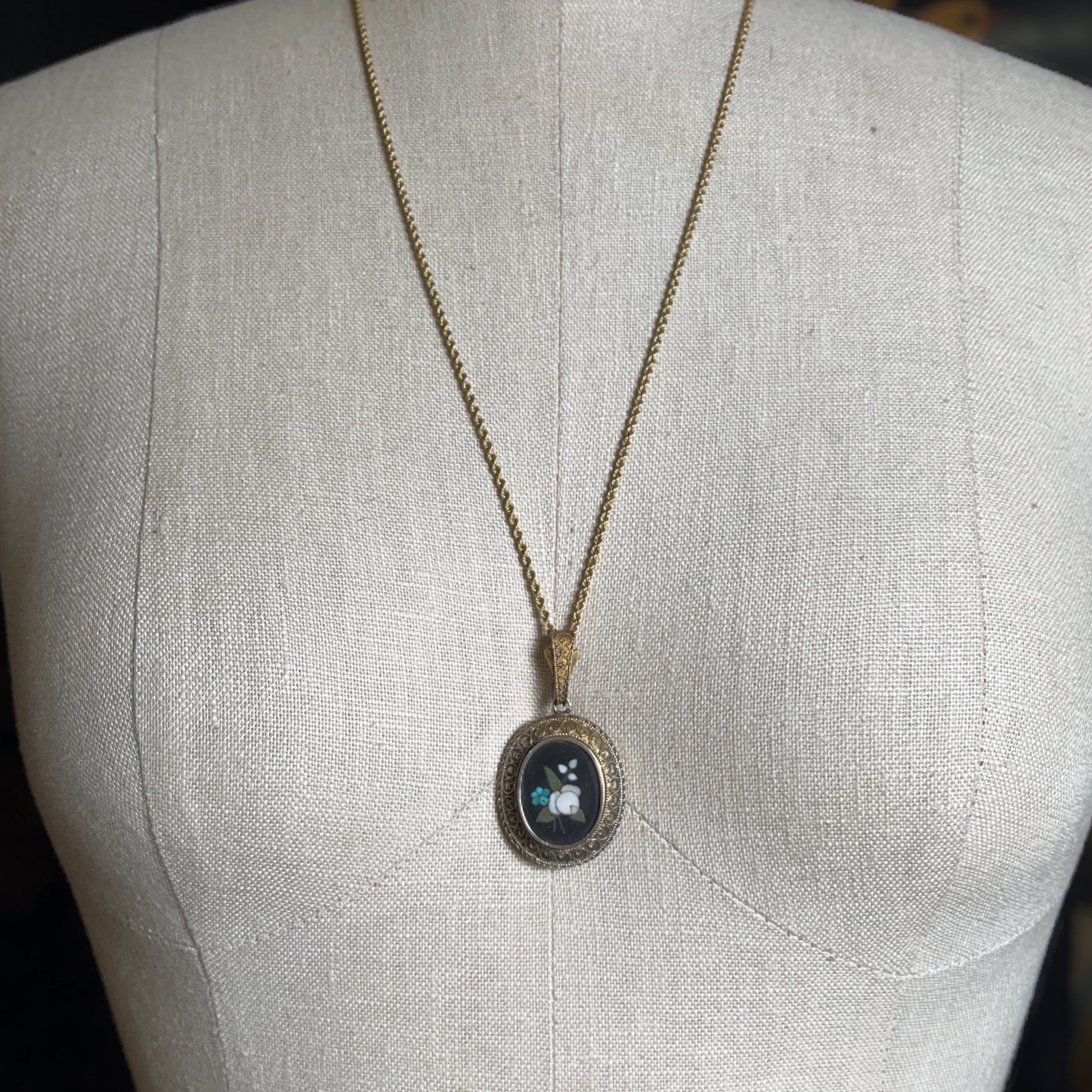 c. 1880s Pietra Dura Locket