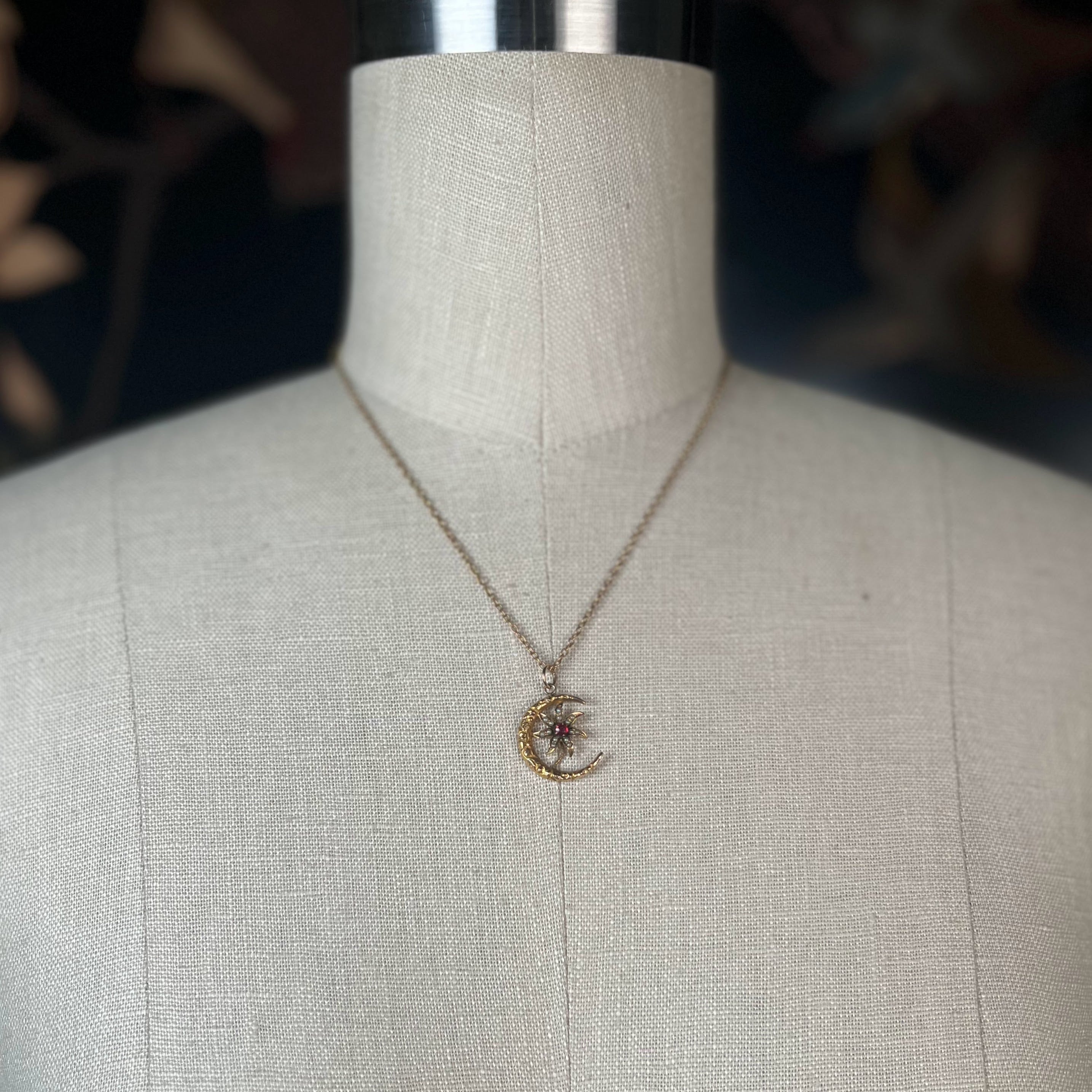 c. 1900s-1910s 10k Gold Crescent Moon Pedant