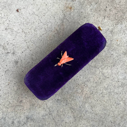 Early 19th c. 14k Gold Coral Fly Pendant