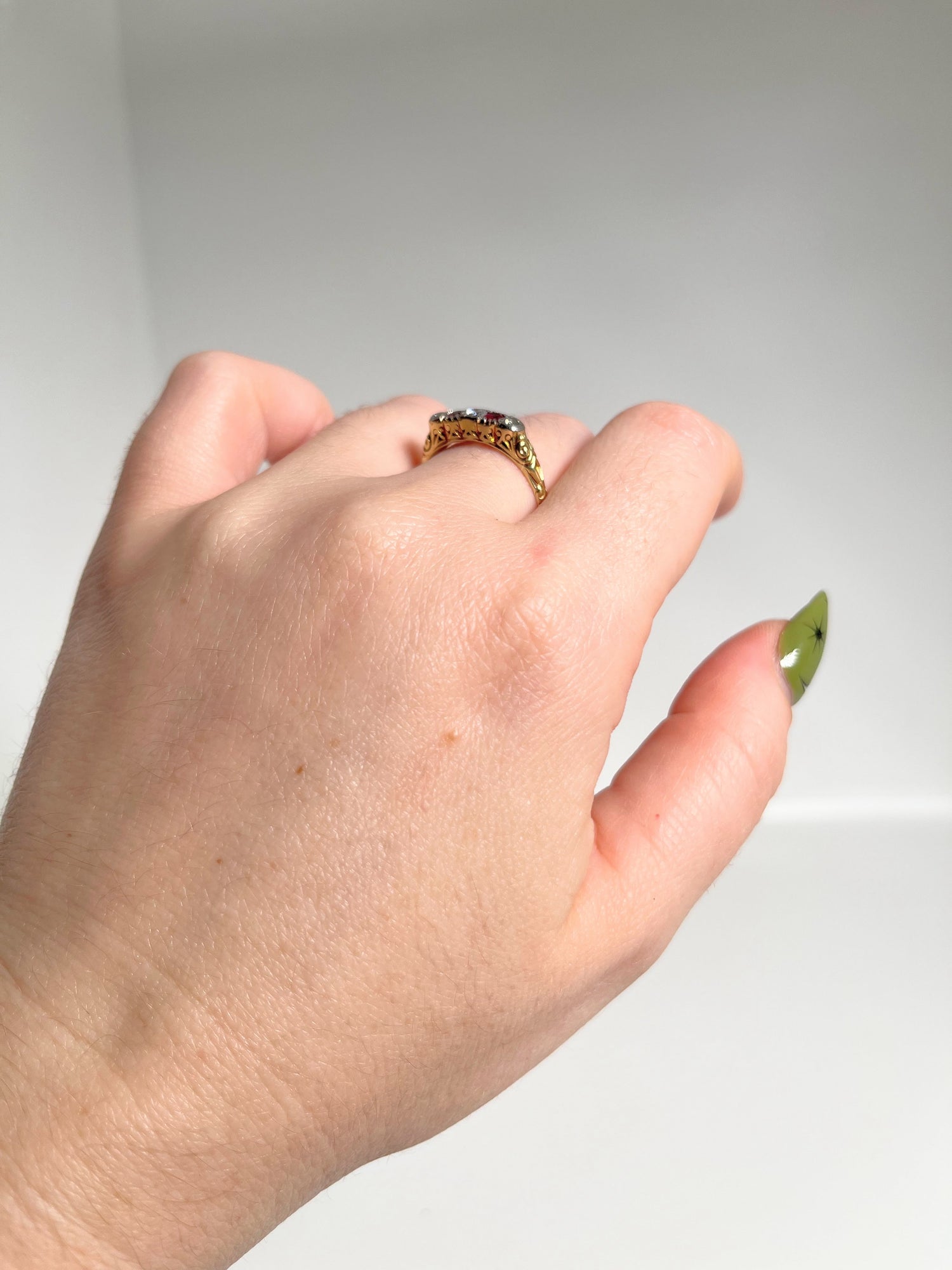 Early 20th c. 14k Gold Ruby Diamond Ring