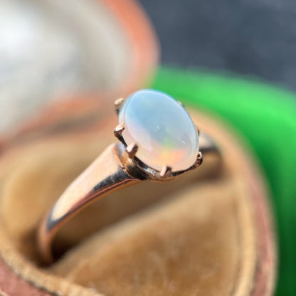 Late 19th c. 10k Gold Opal Ring | Engraved &