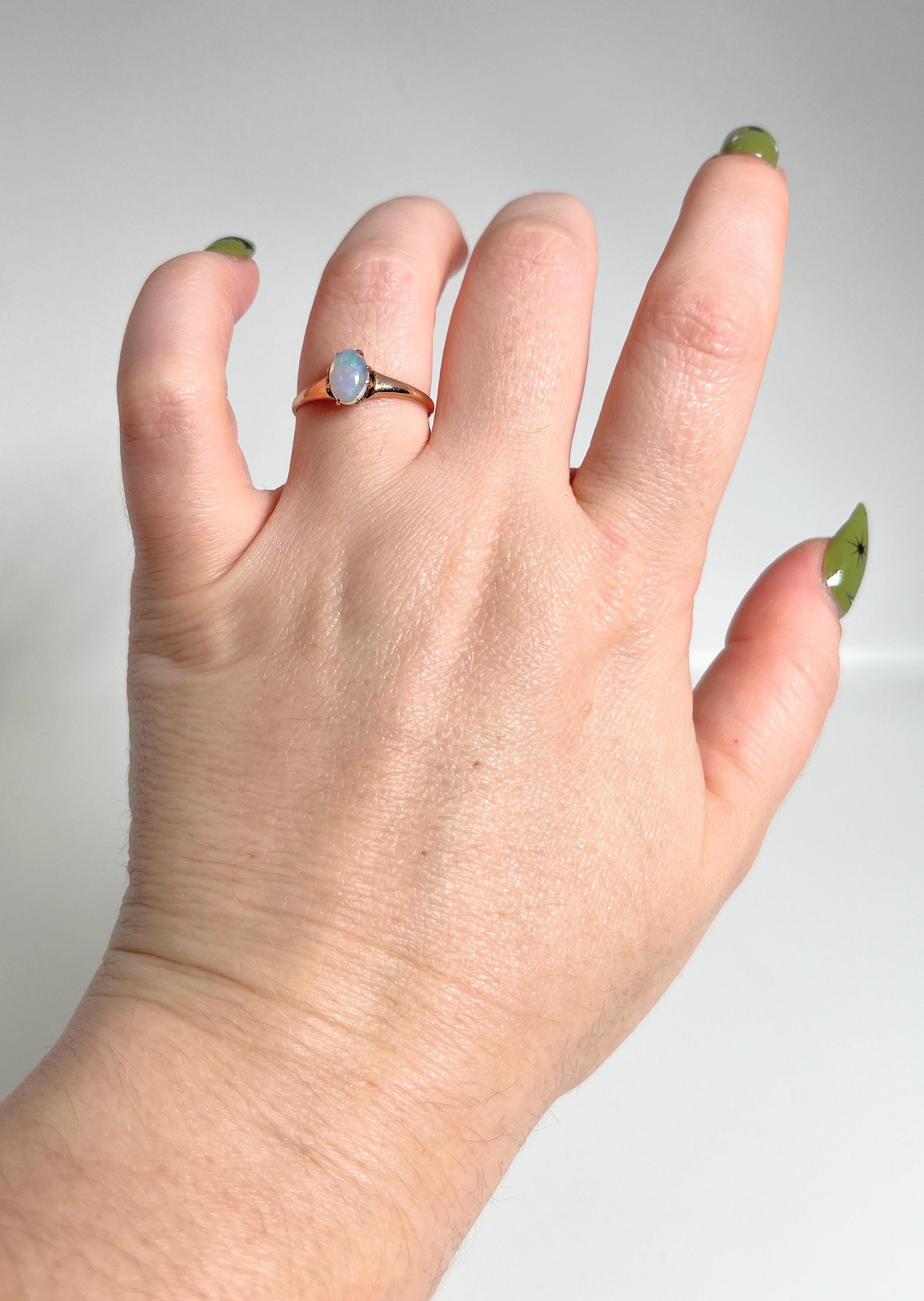 Late 19th c. 10k Gold Opal Ring | Engraved &