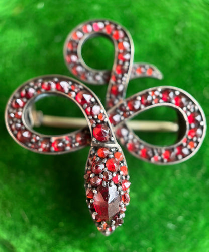 c. 1890s-1900s Garnet Snake Brooch