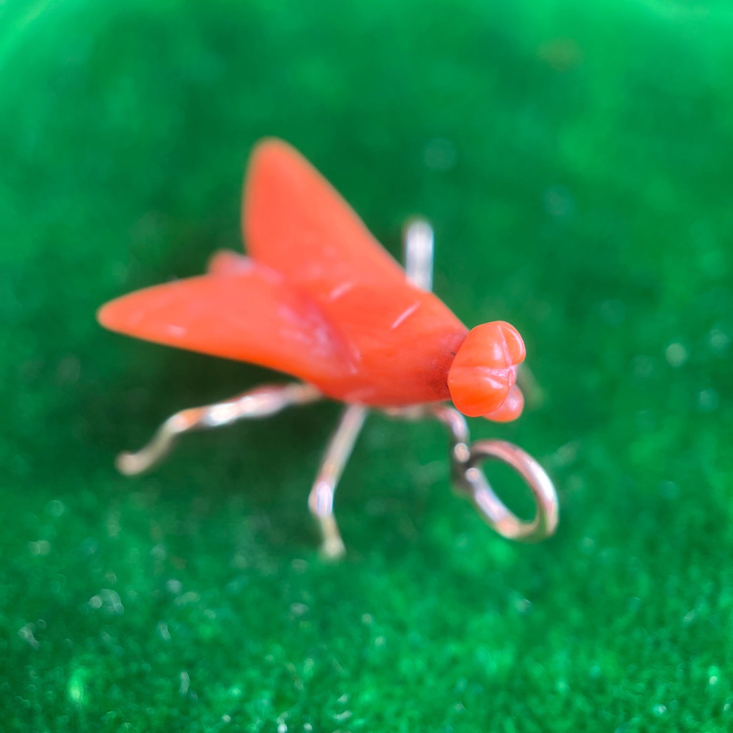 Early 19th c. 14k Gold Coral Fly Pendant
