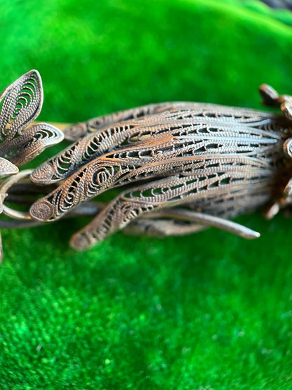 Late 19th c. Intricate Filigree Silver Hand Brooch