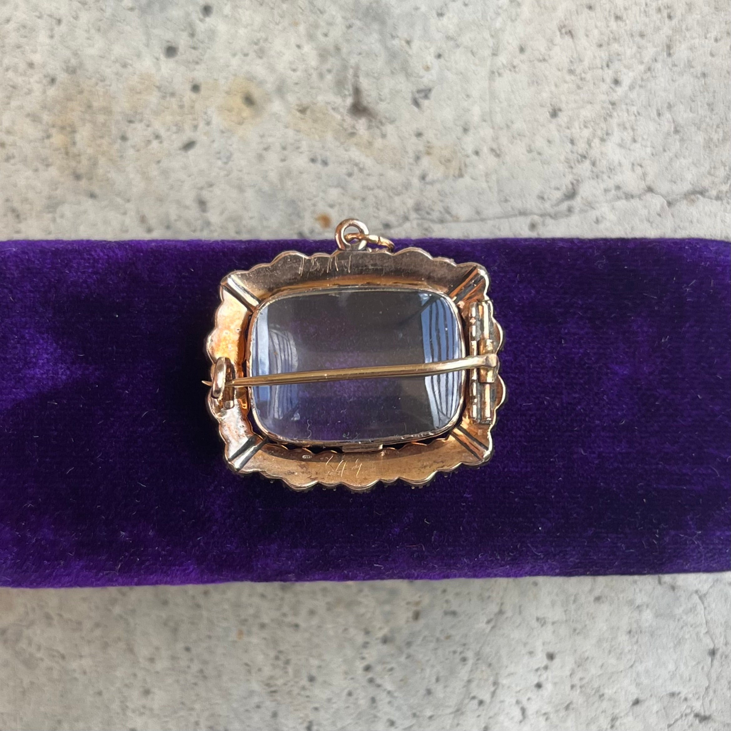 19th c. 10k Gold Rock Crystal Locket