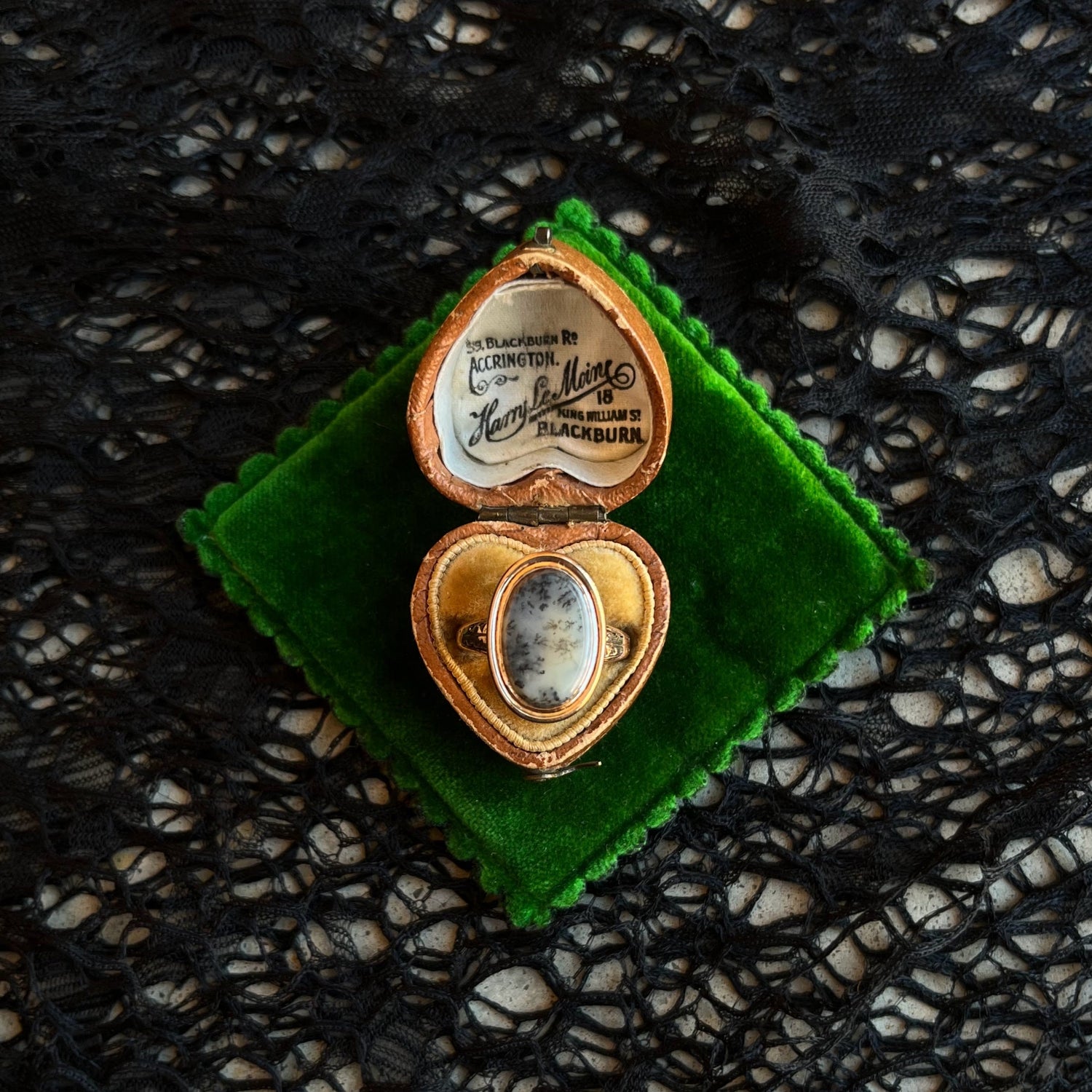 Late 19th c. 14k Gold Dendritic Agate Ring