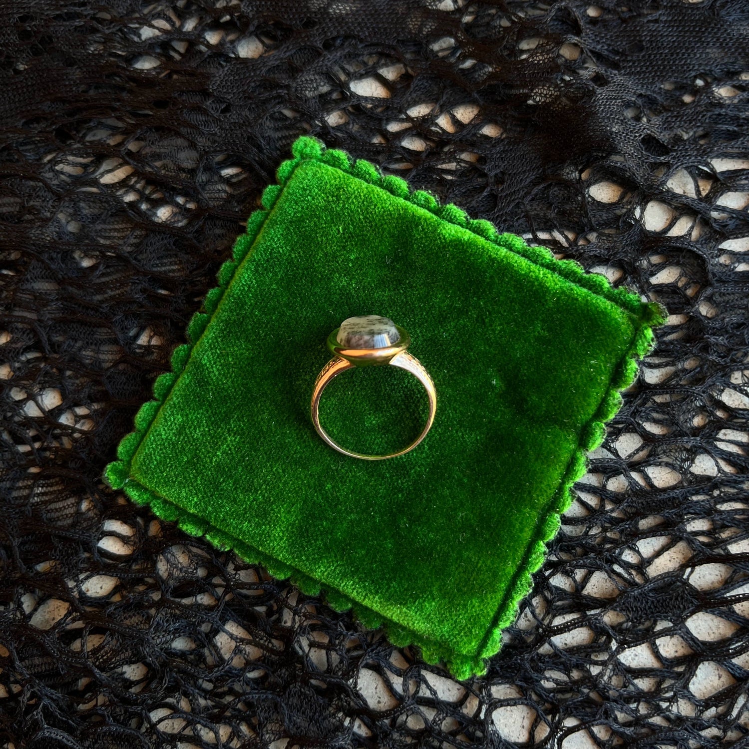 Late 19th c. 14k Gold Dendritic Agate Ring