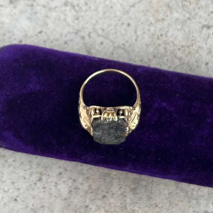 c. 1910s-1920s 14k Gold Petrified Wood Ring