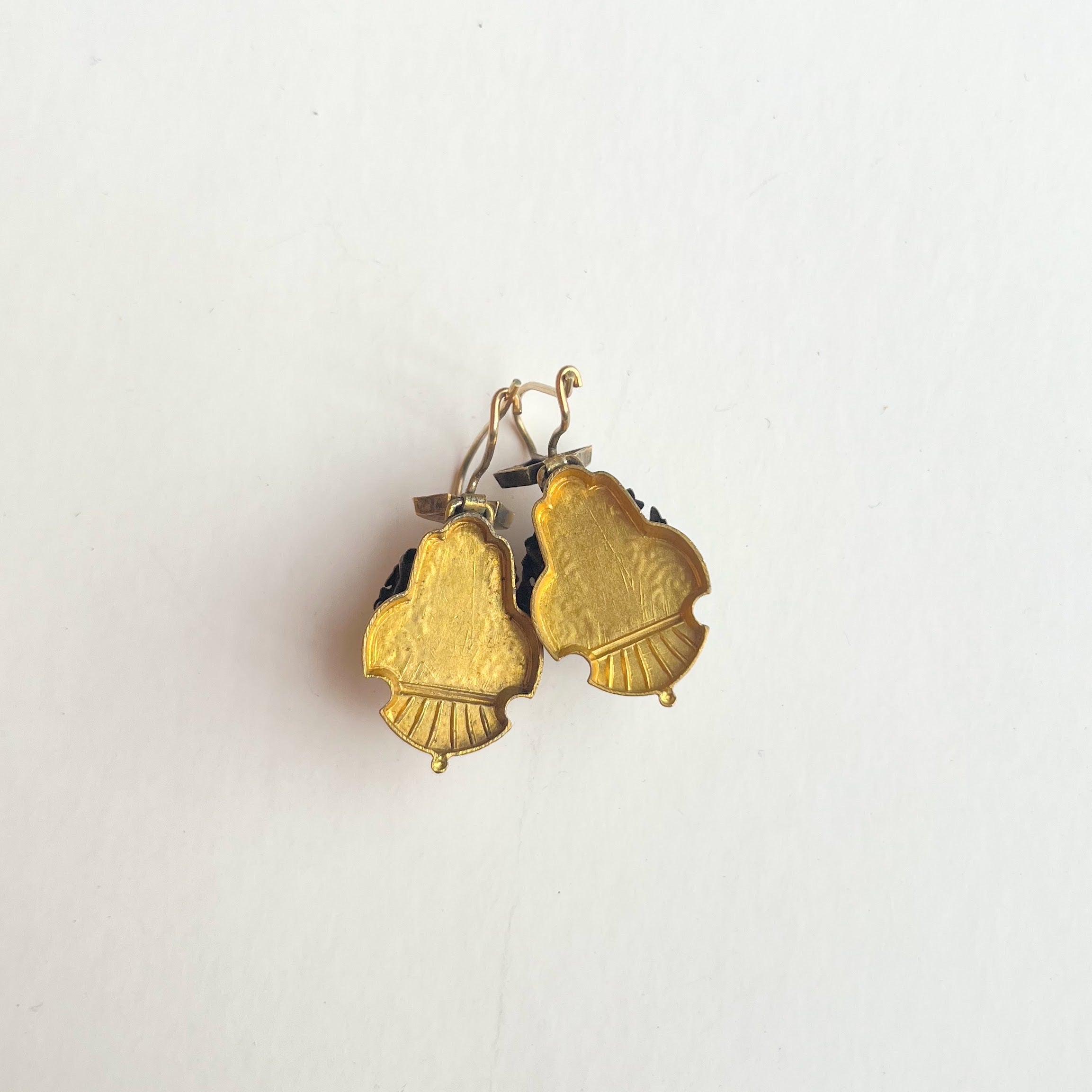c. 1880s Gold Filled Hardstone Cameo Earrings