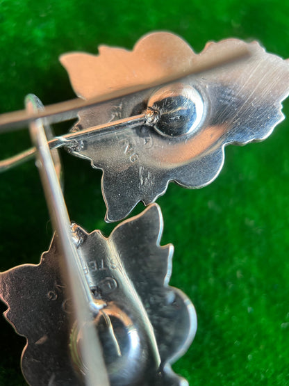 c. 1900s Sterling Silver Green Man Earrings | Converted from Cufflinks