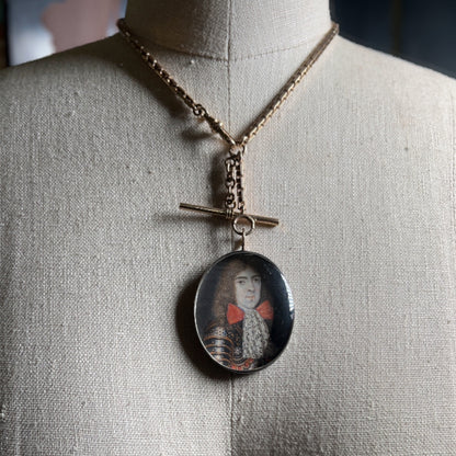 c. Late 17th - Early 18th Century Portrait Miniature Pendant