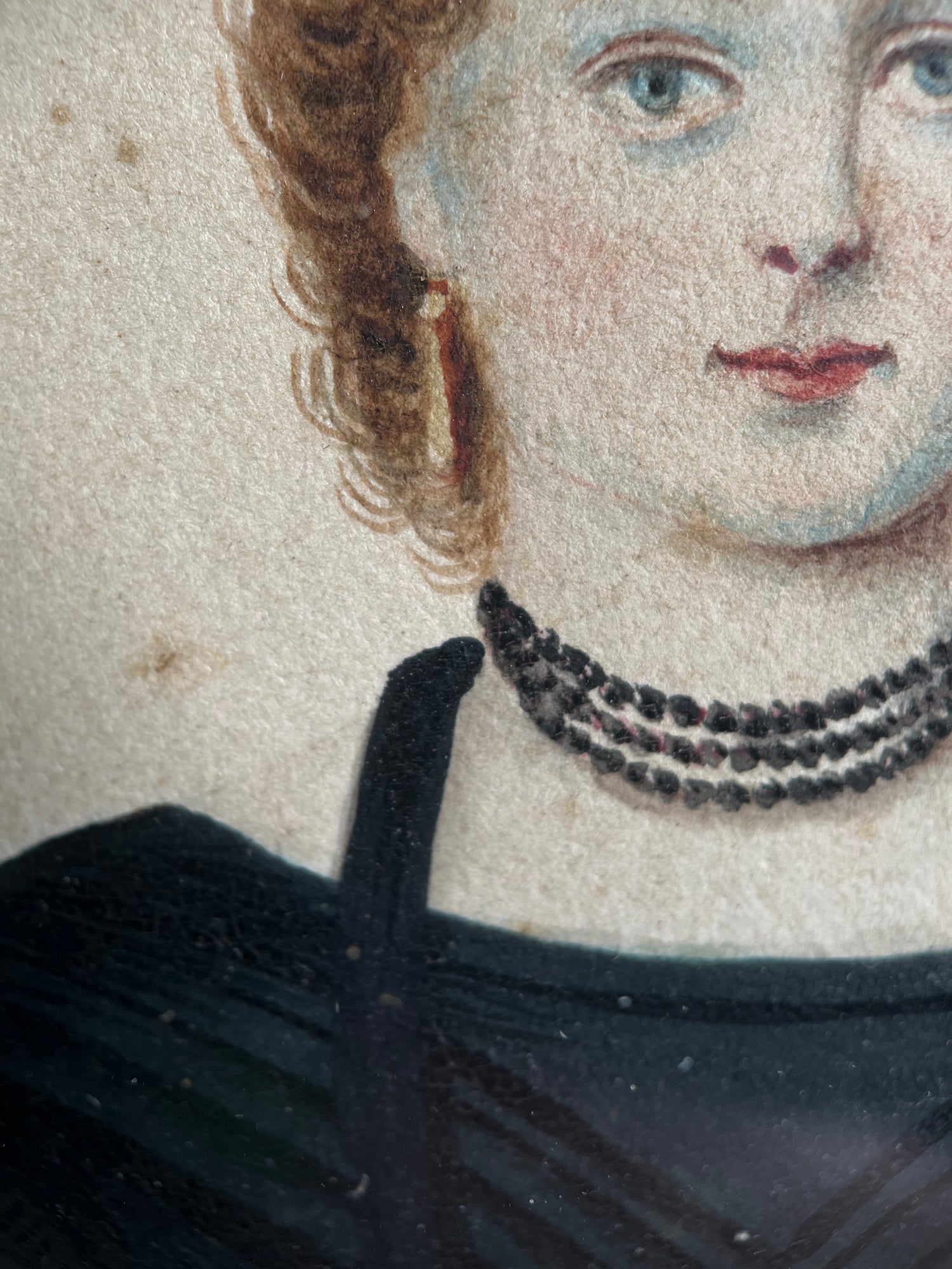 1830s Framed Miniature Portrait Painting | Signed J. Wood 1832