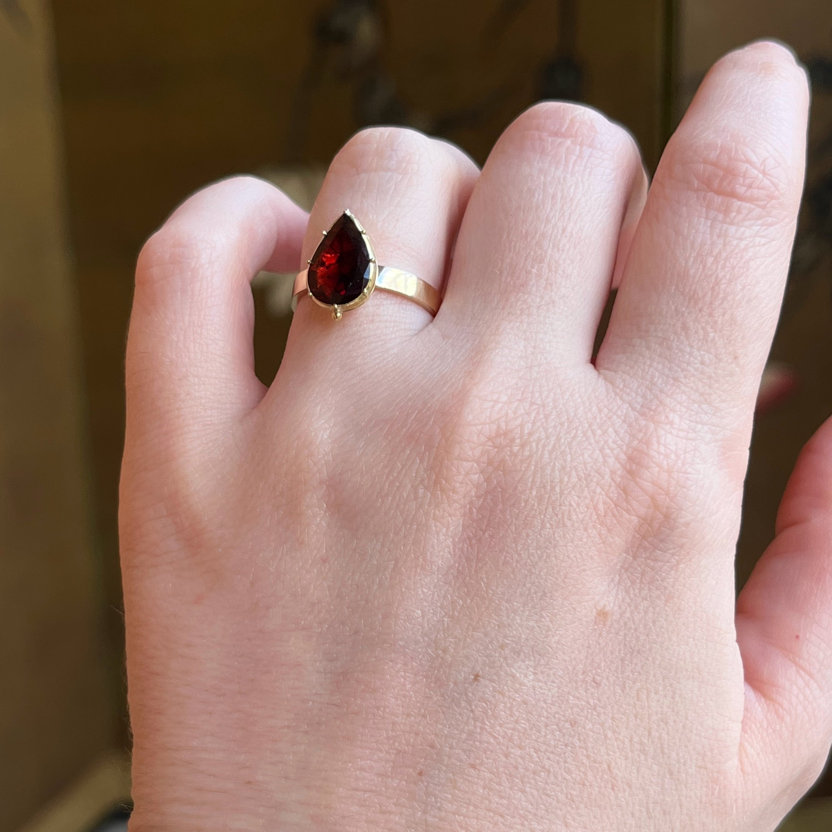RESERVED | 10k Foiled Garnet Drop Conversion Ring