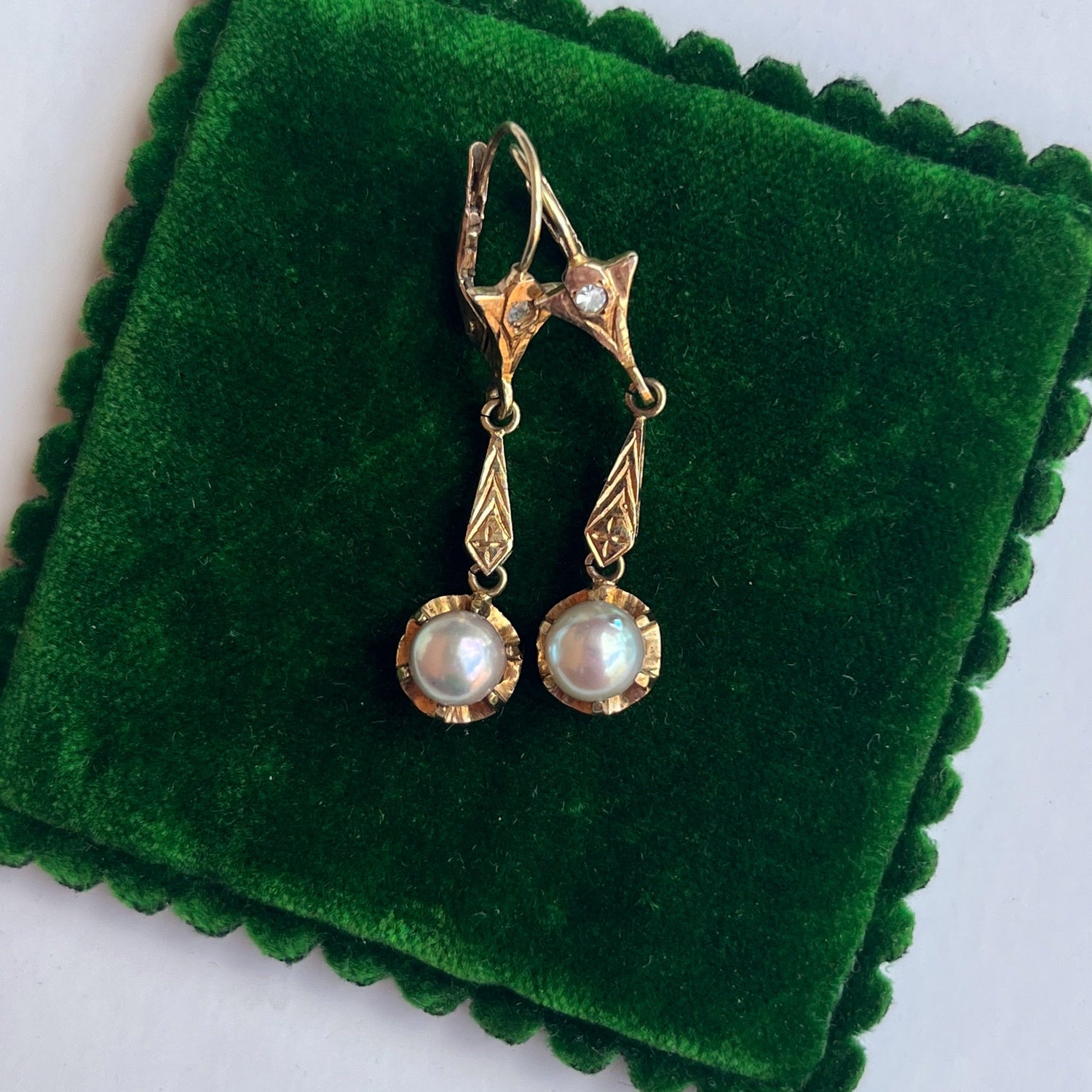 Early 20th c. 14k Gold Vermeil Earrings