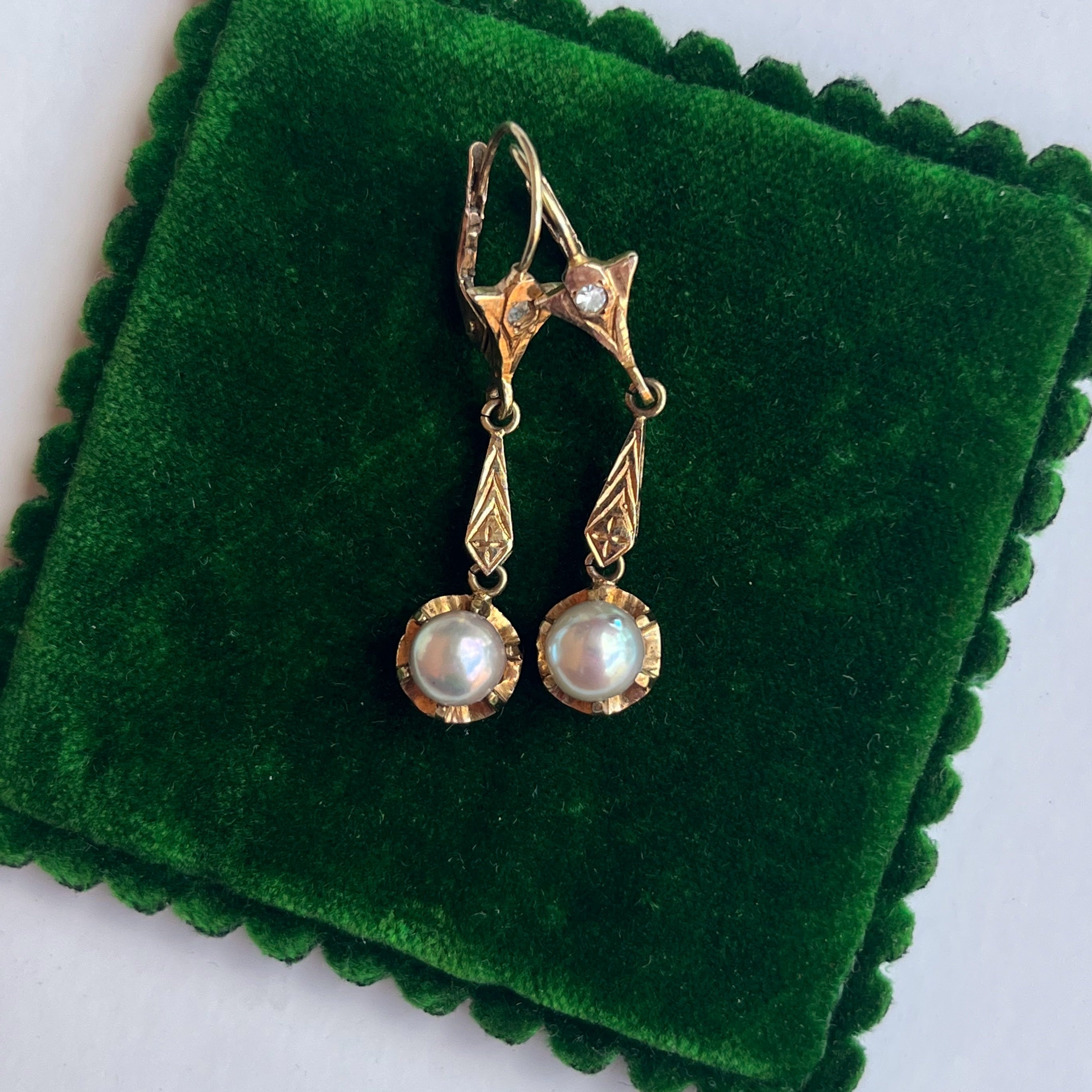 Early 20th c. 14k Gold Vermeil Earrings