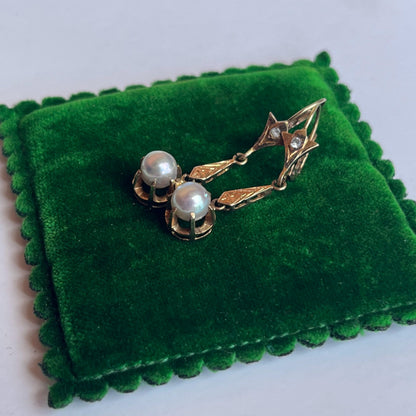 Early 20th c. 14k Gold Vermeil Earrings