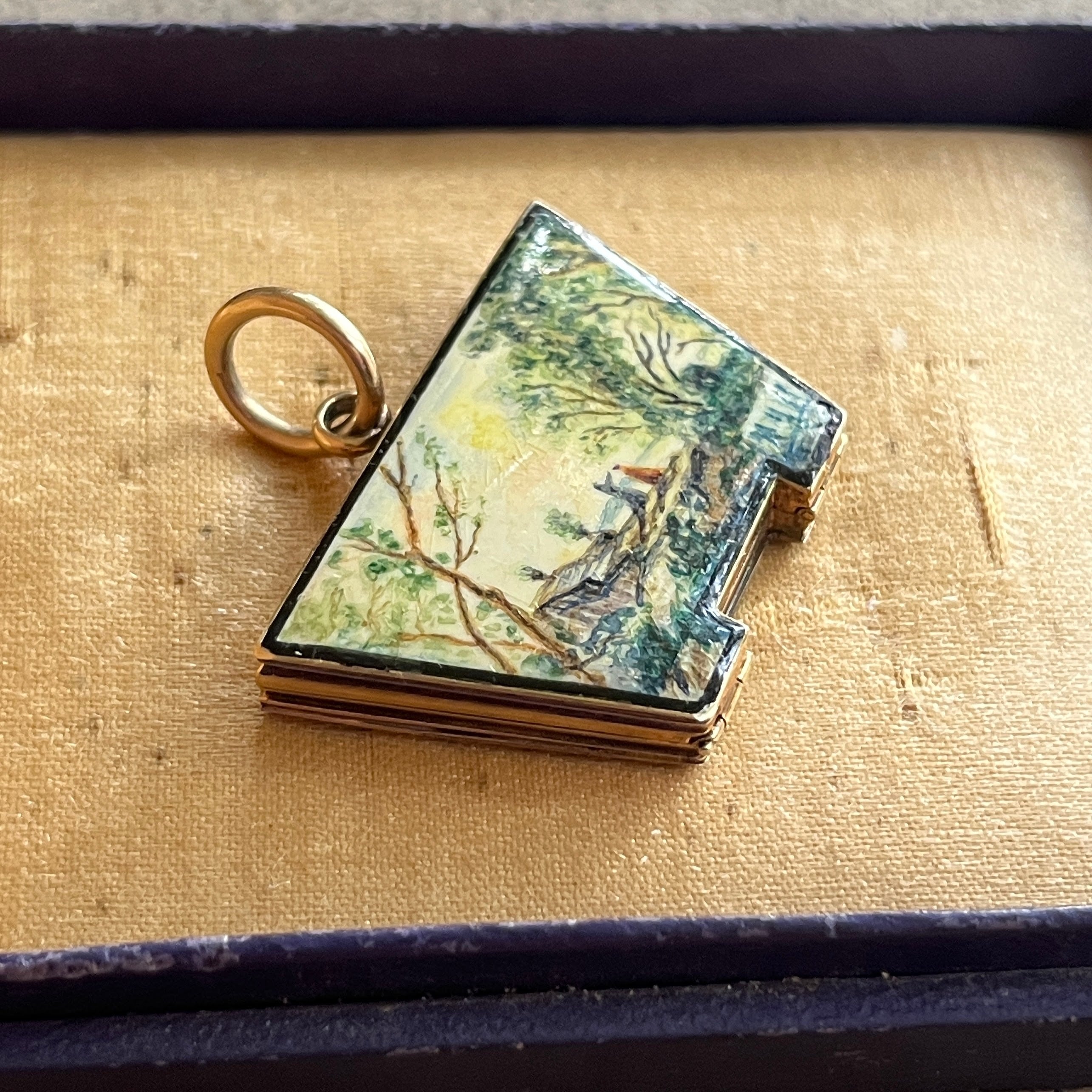 Mid-19th c. 14k Gold Enamel Locket with Hair