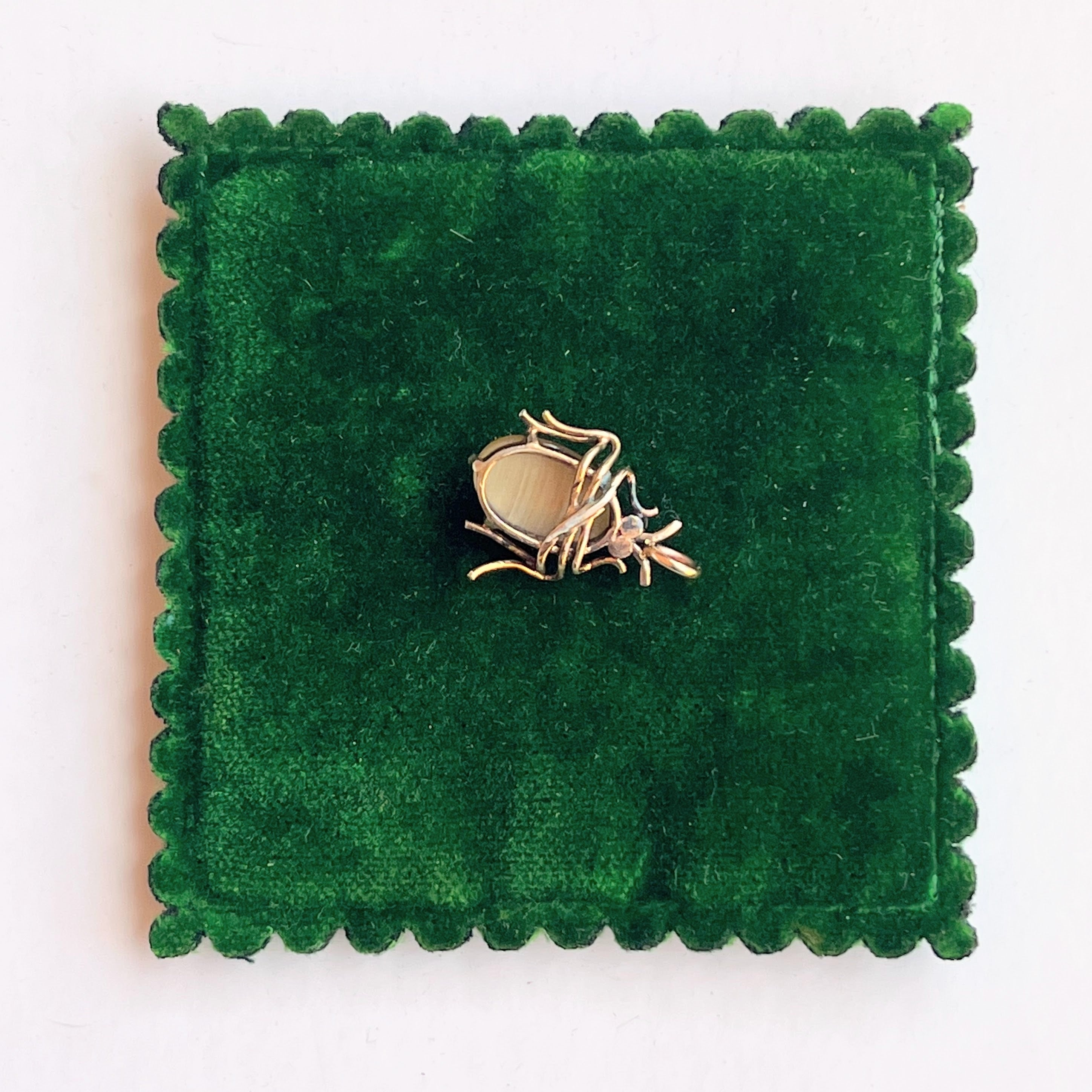 c. 1900s Tigers Eye Beetle Conversion Pendant