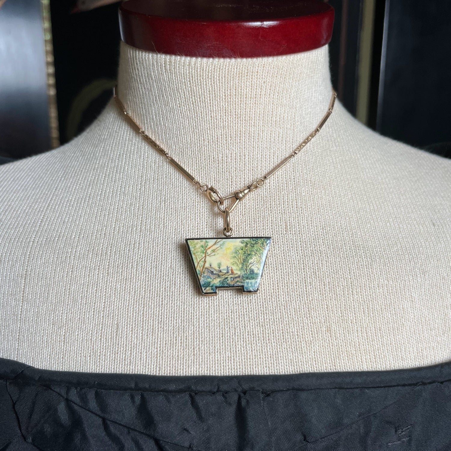 Mid-19th c. 14k Gold Enamel Locket with Hair