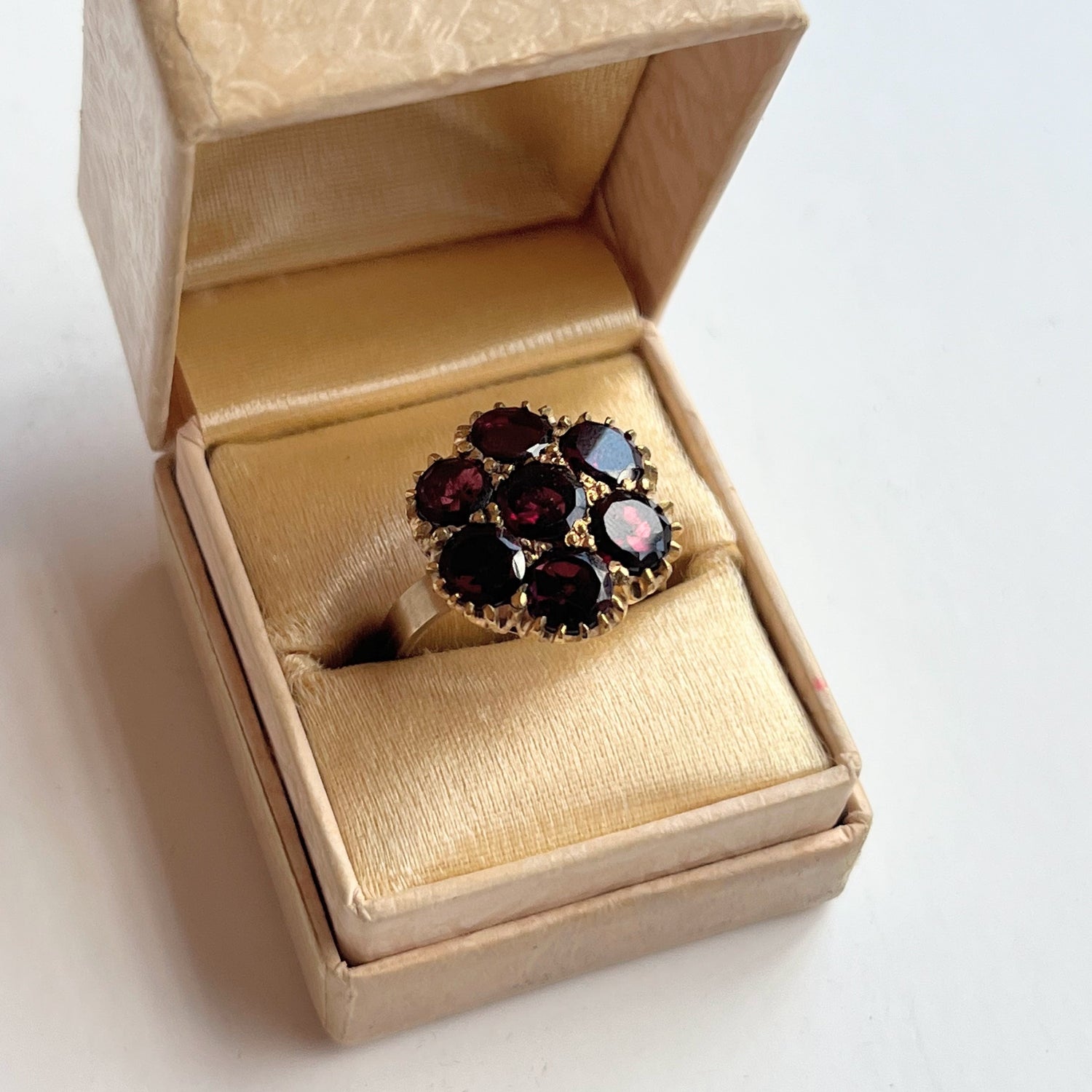 Late 19th c. 10k Gold Flat Cut Garnet Conversion Ring
