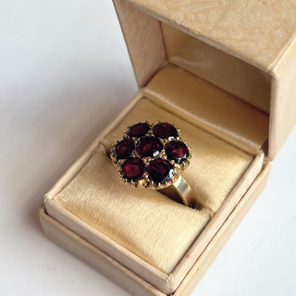 Late 19th c. 10k Gold Flat Cut Garnet Conversion Ring