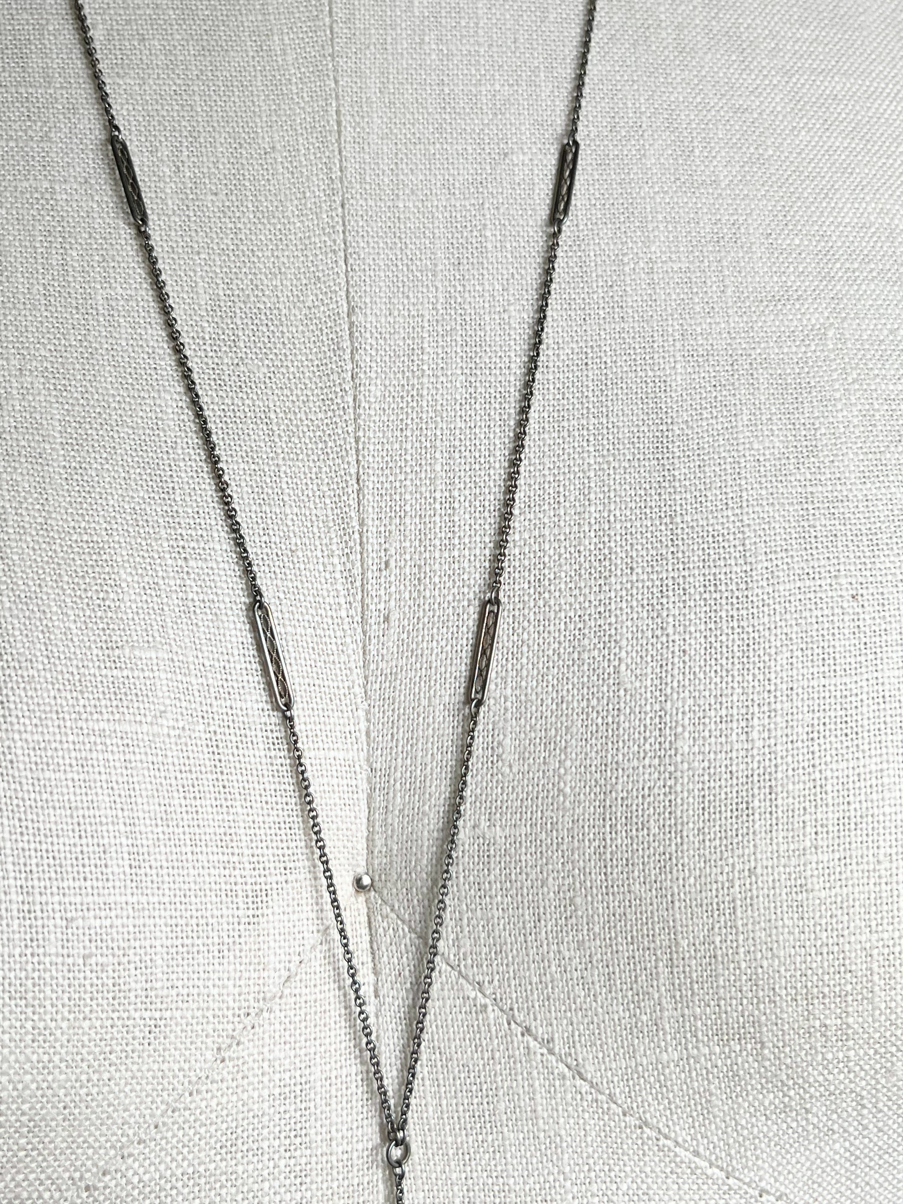 c. 1910s-1920s Sterling Silver Lorgnette + Chain