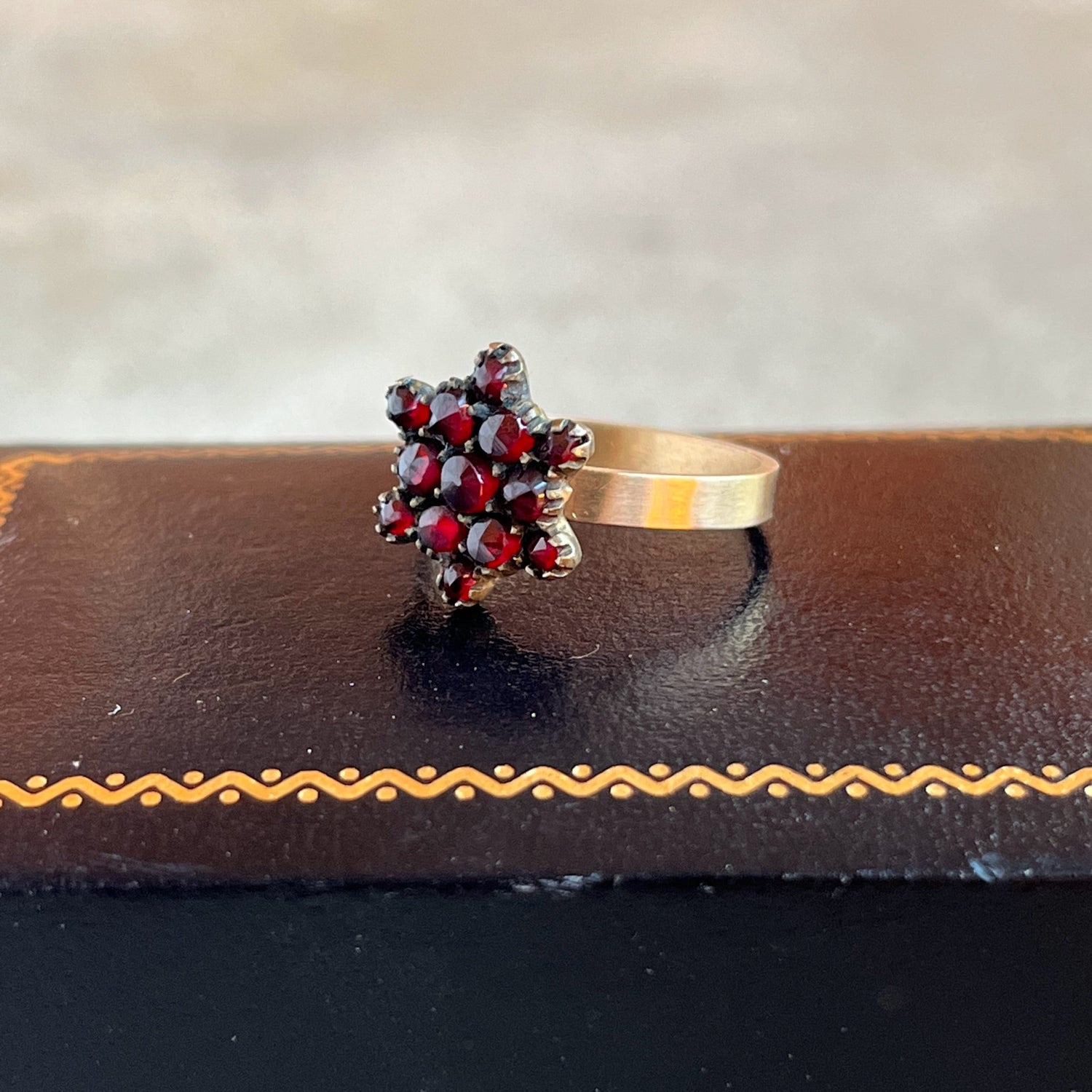 Late 19th c. 10k Gold Garnet Star Conversion Ring