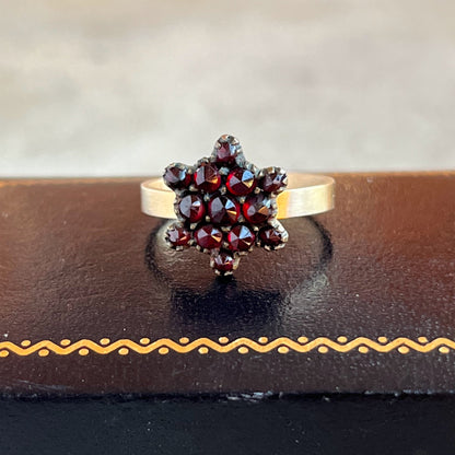 Late 19th c. 10k Gold Garnet Star Conversion Ring
