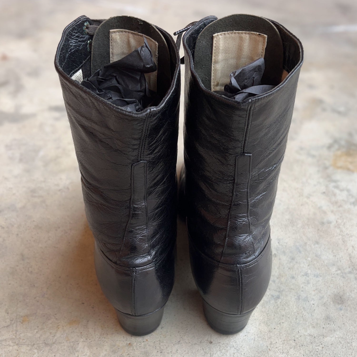 c. 1910s Black Lace Up Boots | Approx Sz 8