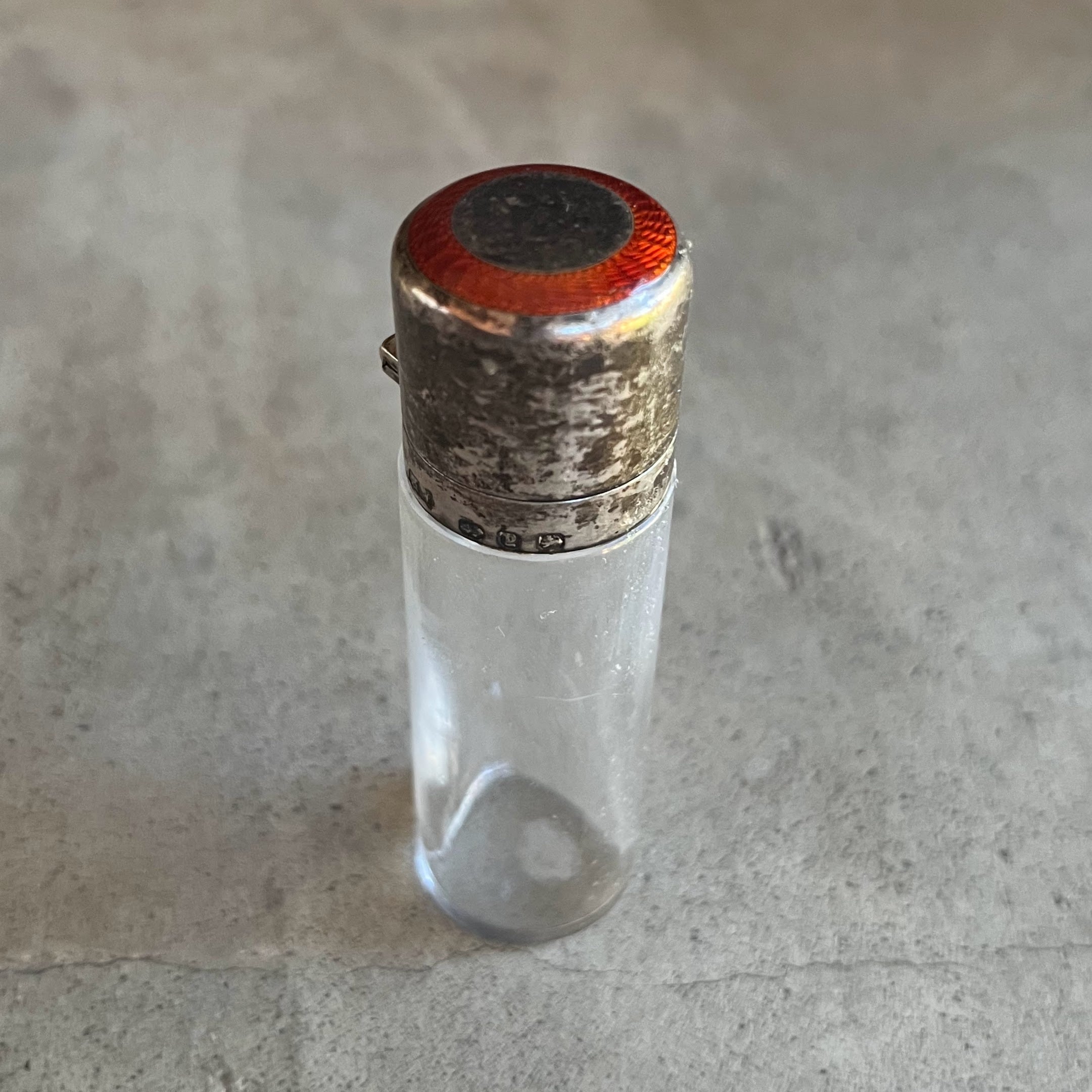 1898 Sterling Silver Guilloche Enamel Perfume Bottle