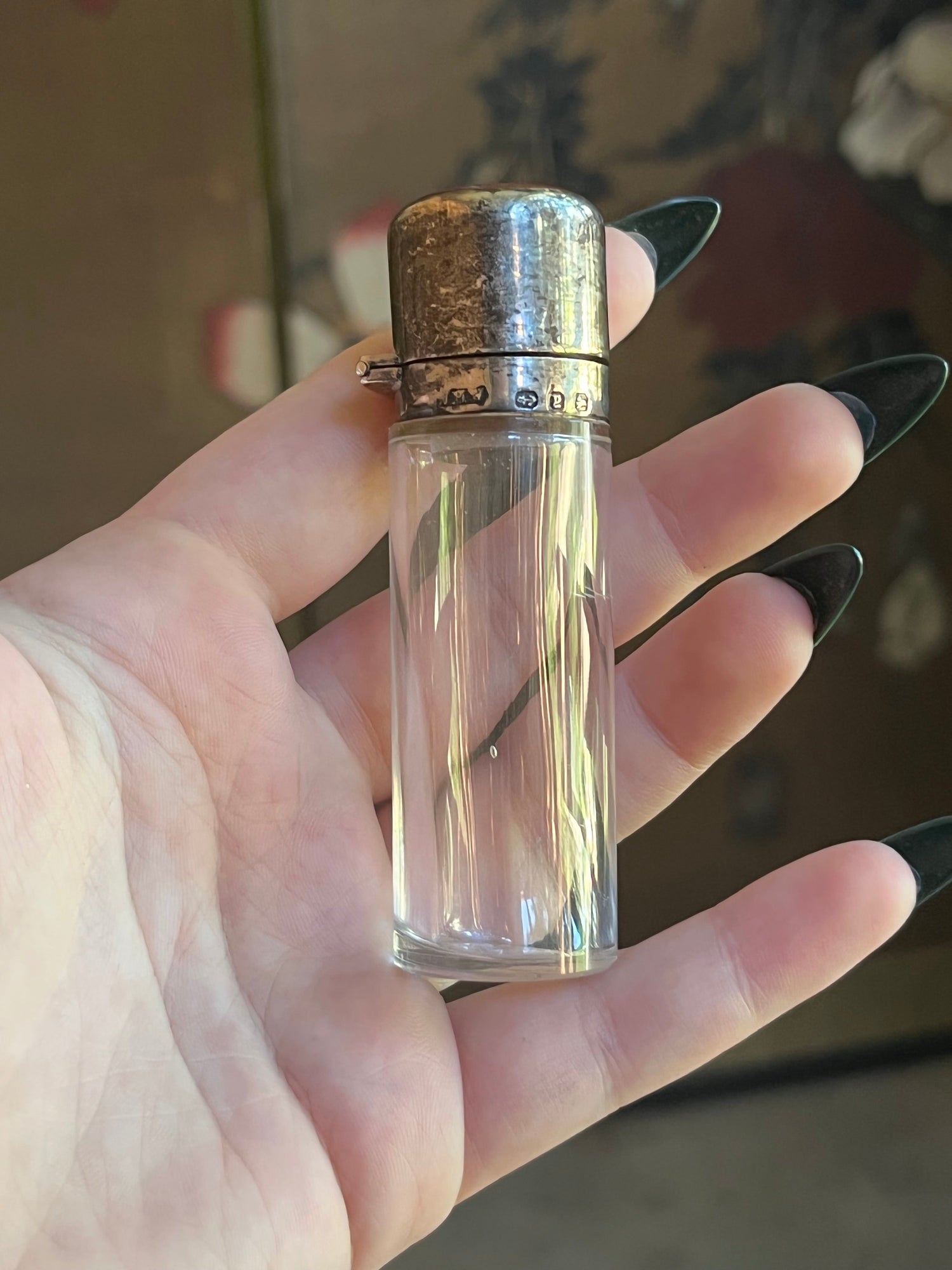 1898 Sterling Silver Guilloche Enamel Perfume Bottle