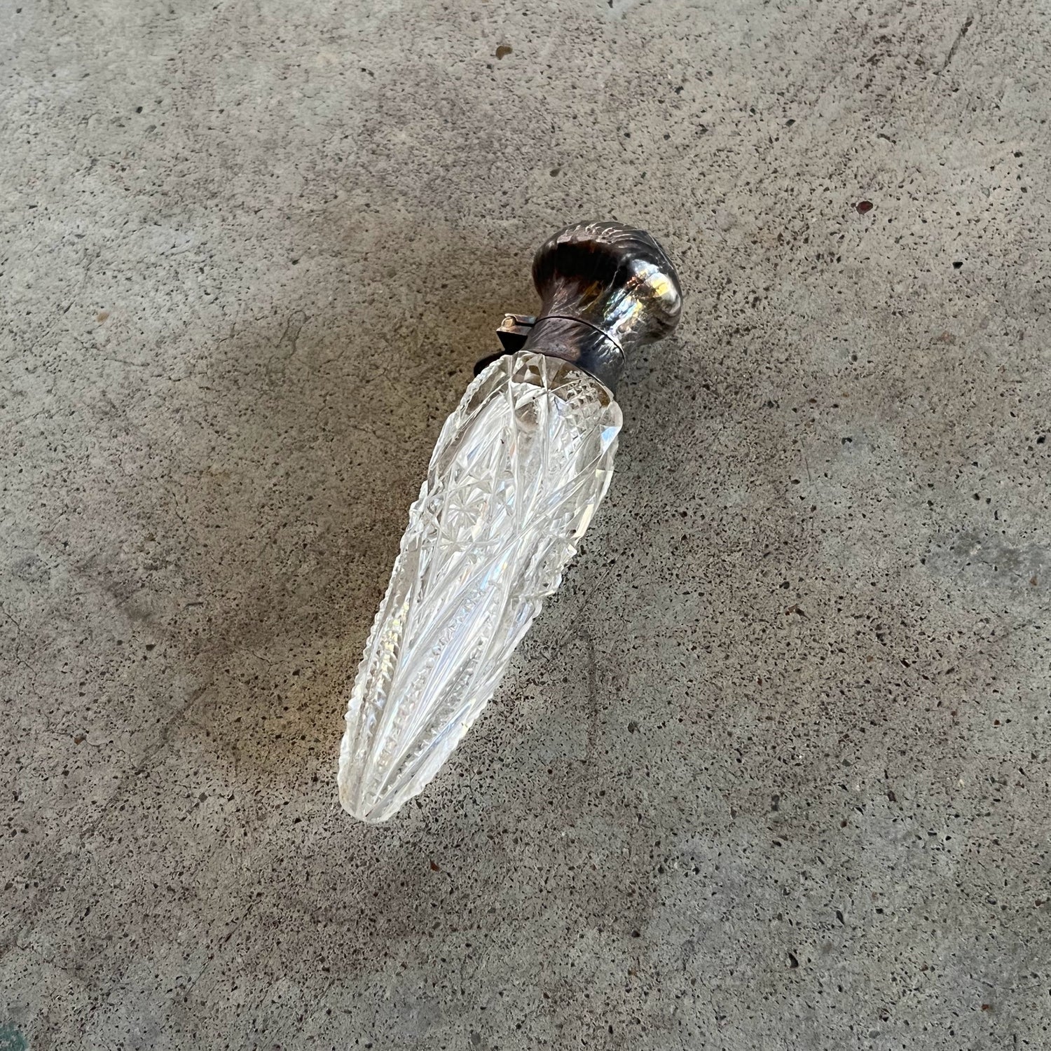 Late 19th-Early 20th c. Cut Crystal Chatelaine Perfume Bottle