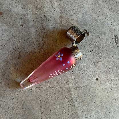 c. 1910s-1920s Pink Frosted Glass Perfume Bottle