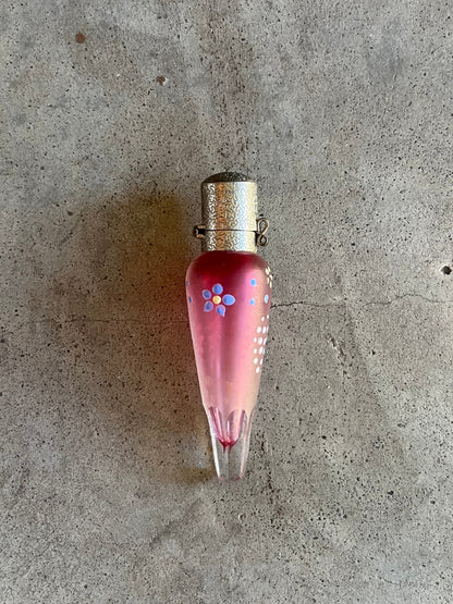 c. 1910s-1920s Pink Frosted Glass Perfume Bottle